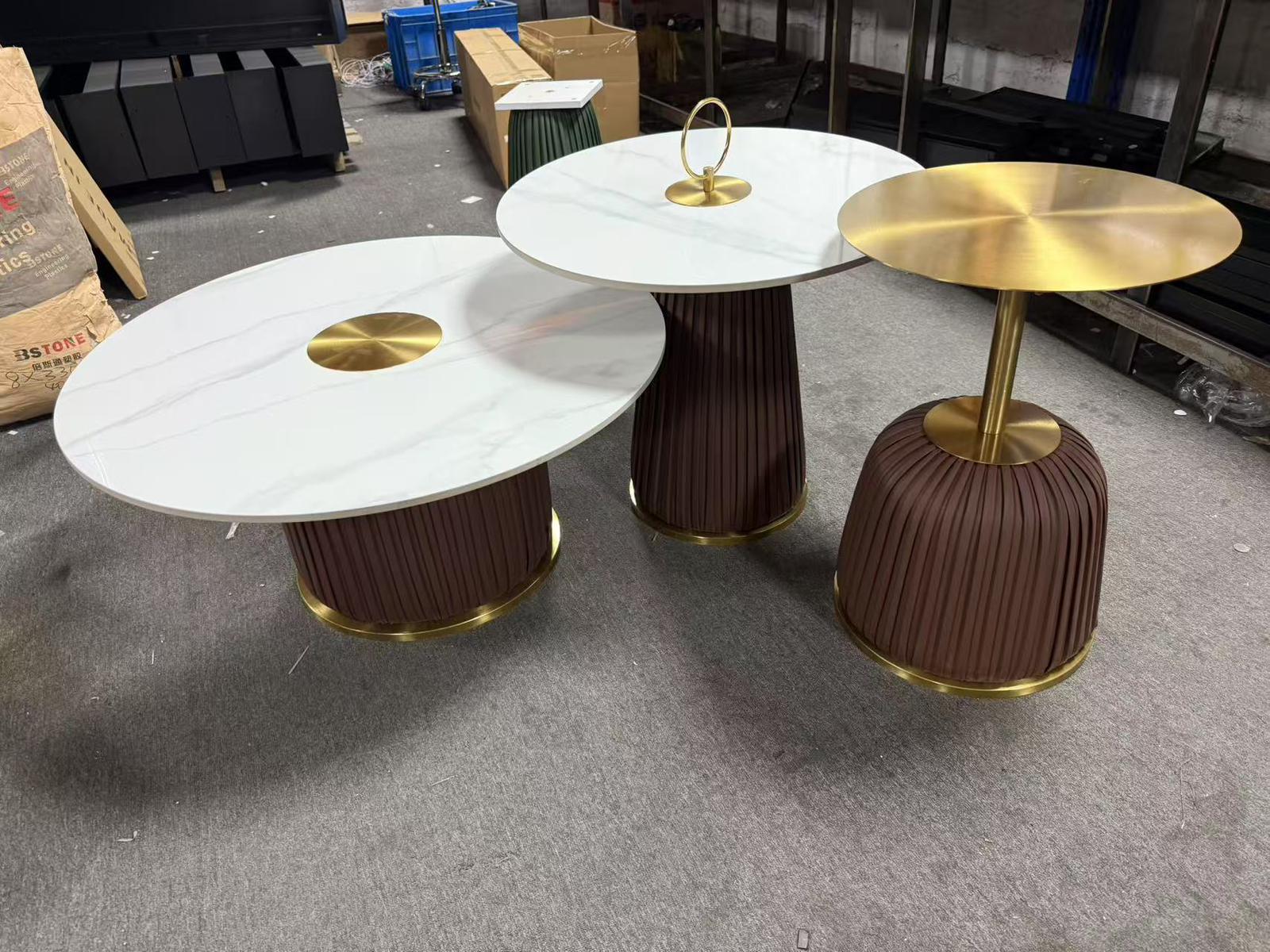 Luxury Modern Nesting Coffee Table Set – Marble & Gold Accent Tables